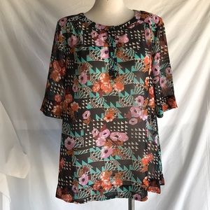 Poem by Oliver Bonas sheer floral top UK 12 US 8
